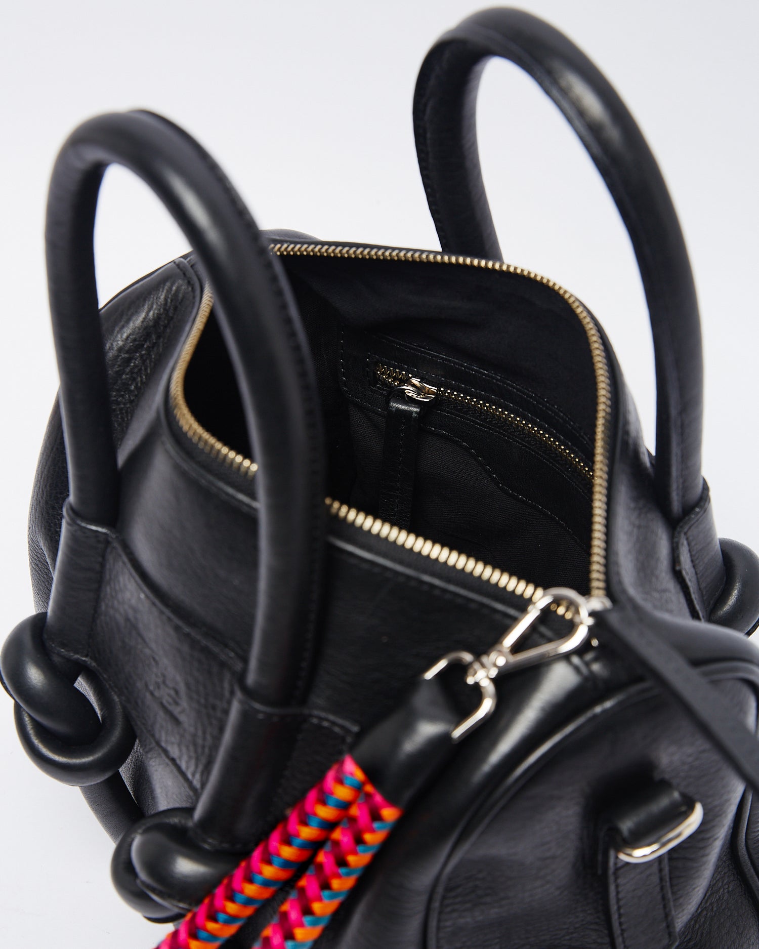 Poty Trunk Leather Bag - Black