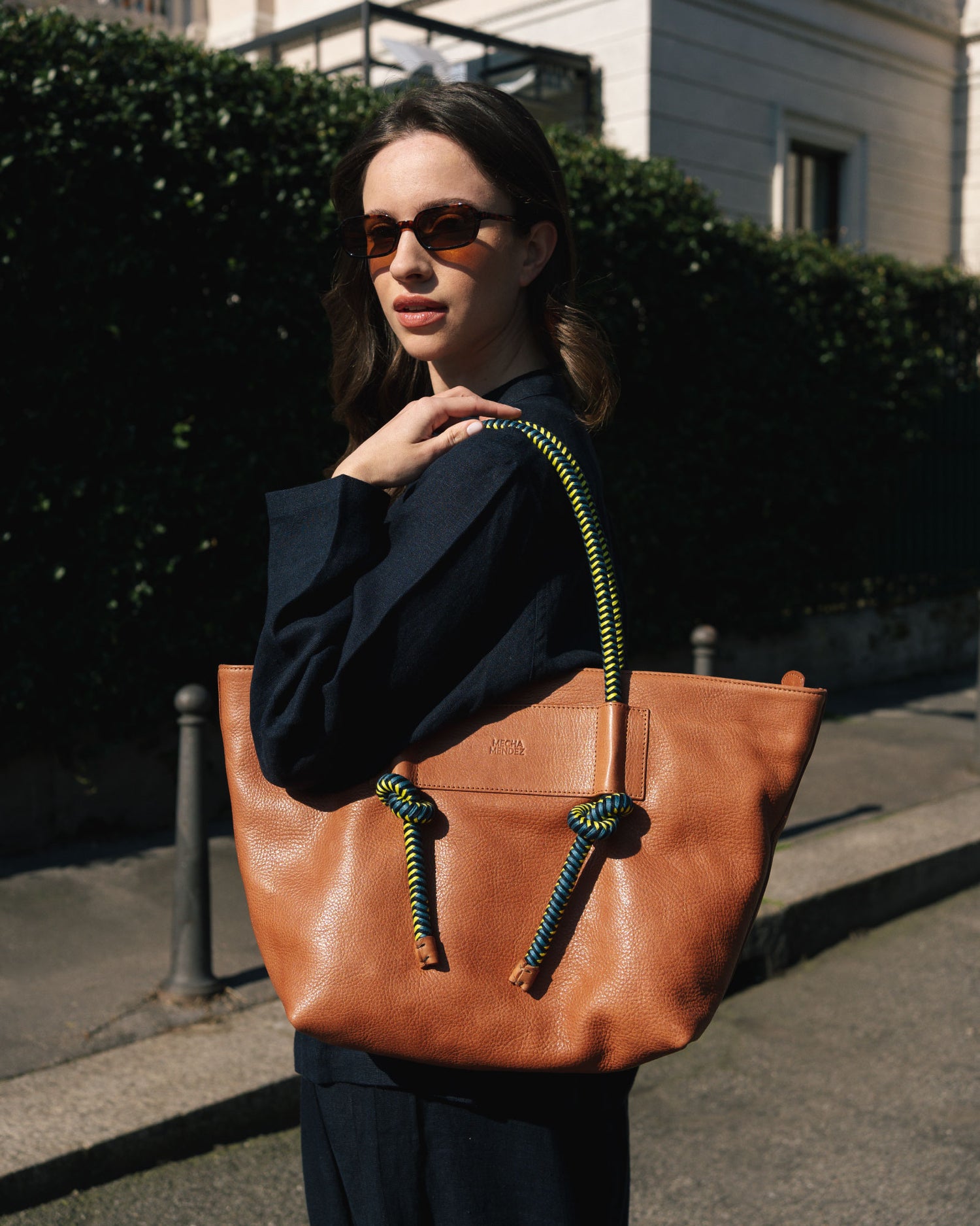 Basket Leather Tote Bag - Burgundy Hypnotic