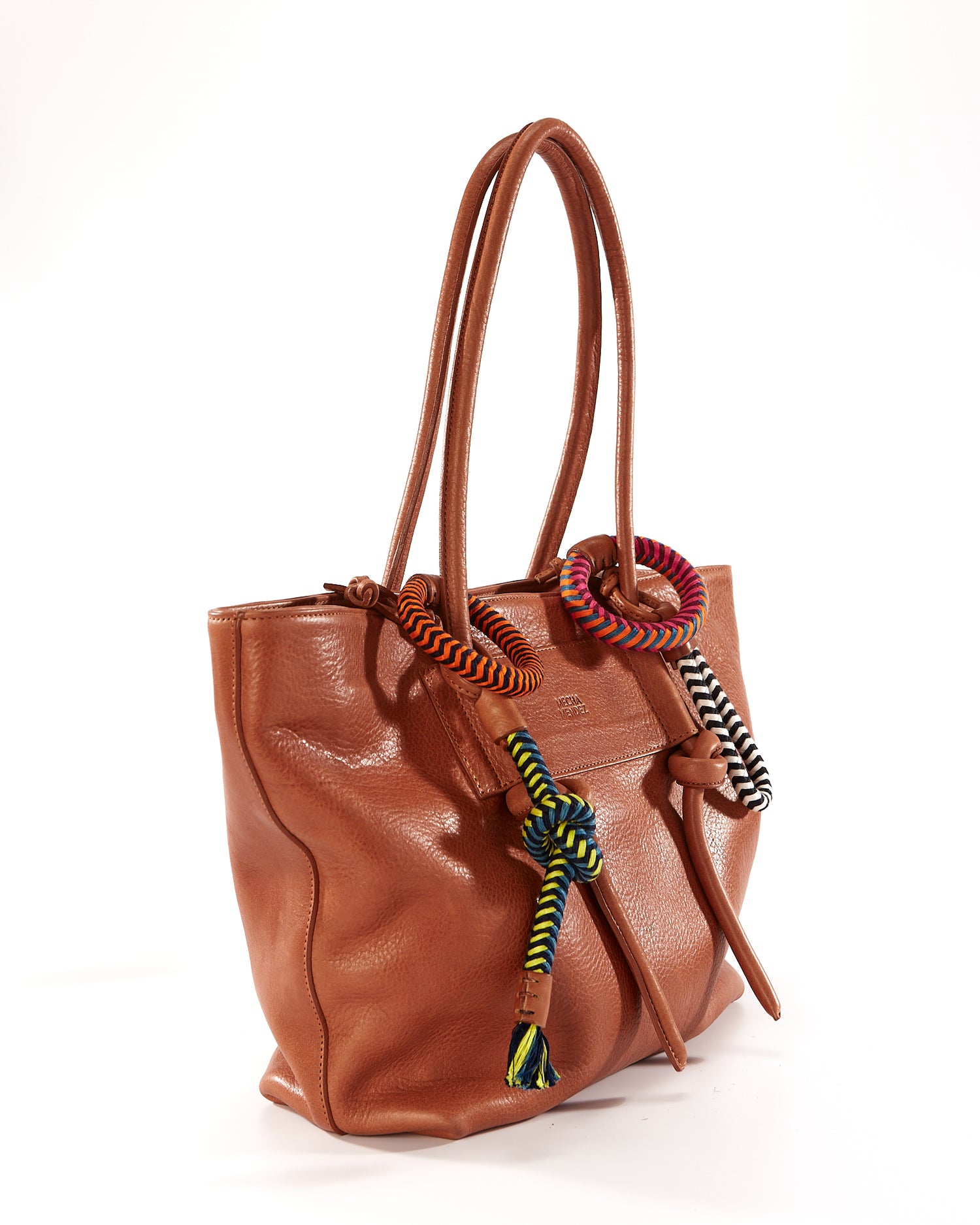 Basket Charms Leather Tote Bag - Tan