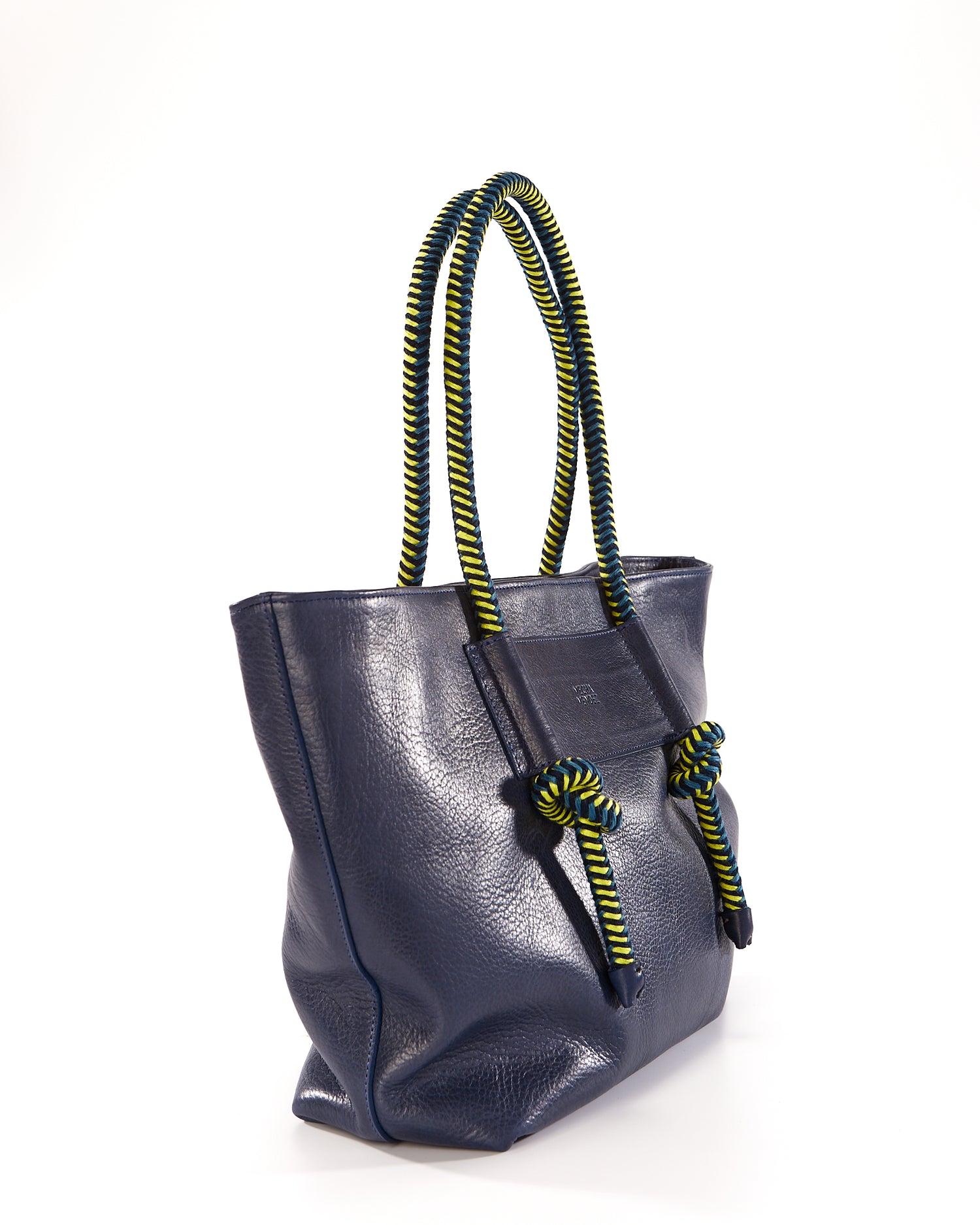 Basket Leather Tote Bag - Blue Pacifico