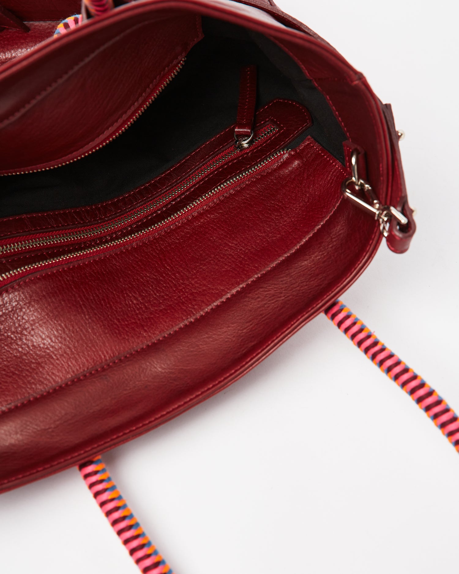 Basket Leather Tote Bag - Burgundy Hypnotic