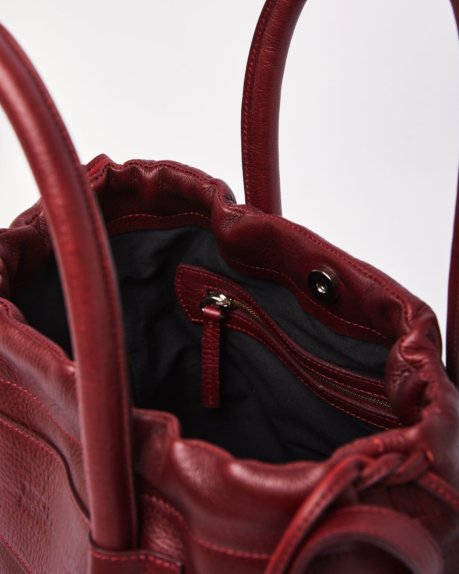 Irupe Large Leather Bag - Burgundy