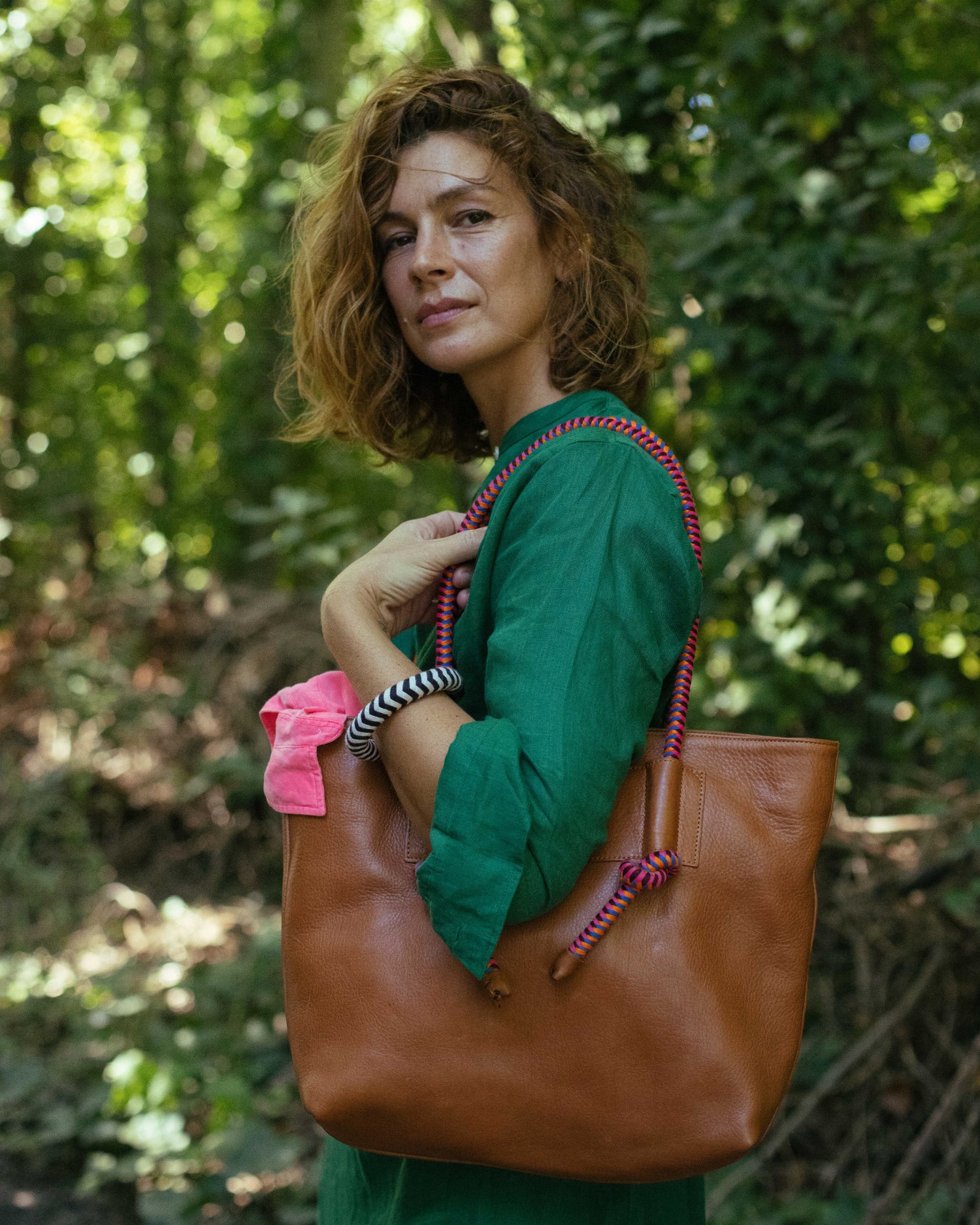 Mecha Leather Tote Bag - Forest Hypnotic
