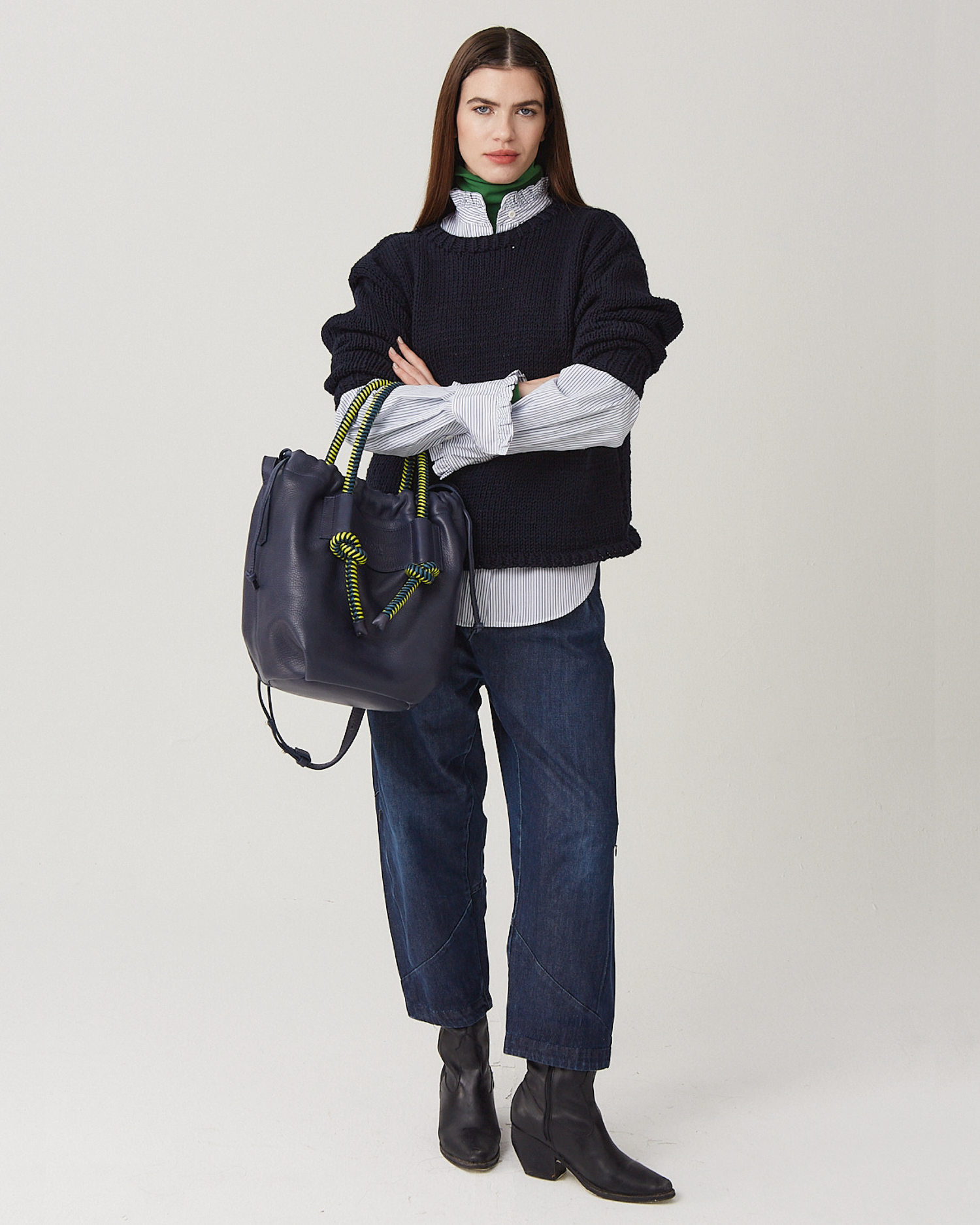 Irupe Large Leather Bag - Blue Pacifico