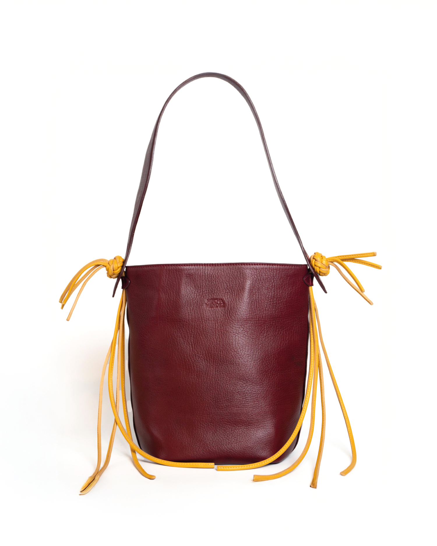 Yarara Leather Shoulder Bag - Burgundy & Yellow