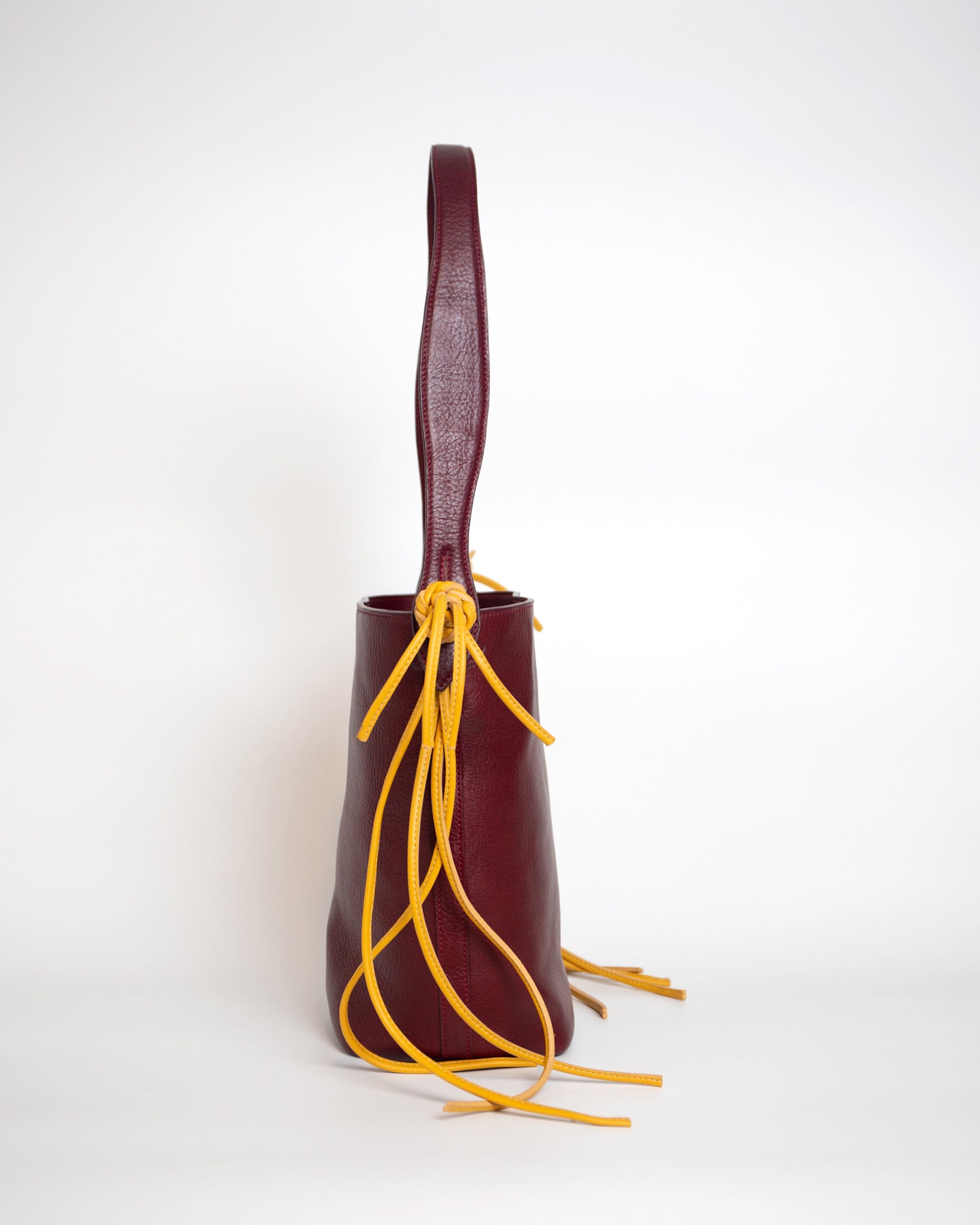 Yarara Leather Shoulder Bag - Burgundy & Yellow
