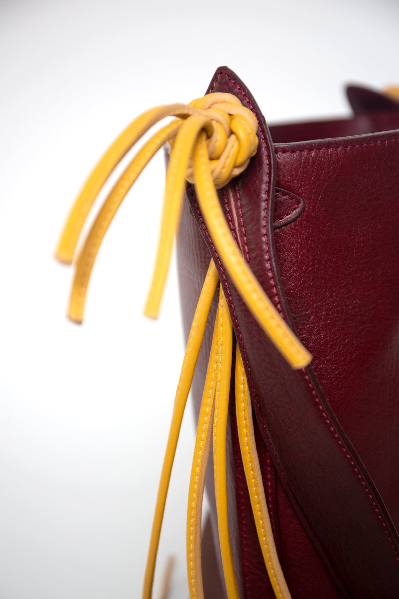 Yarara Leather Shoulder Bag - Burgundy & Yellow
