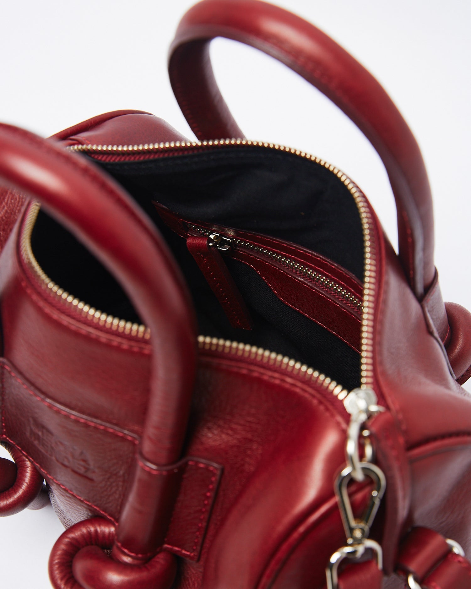 Poty Trunk Leather Bag - Burgundy