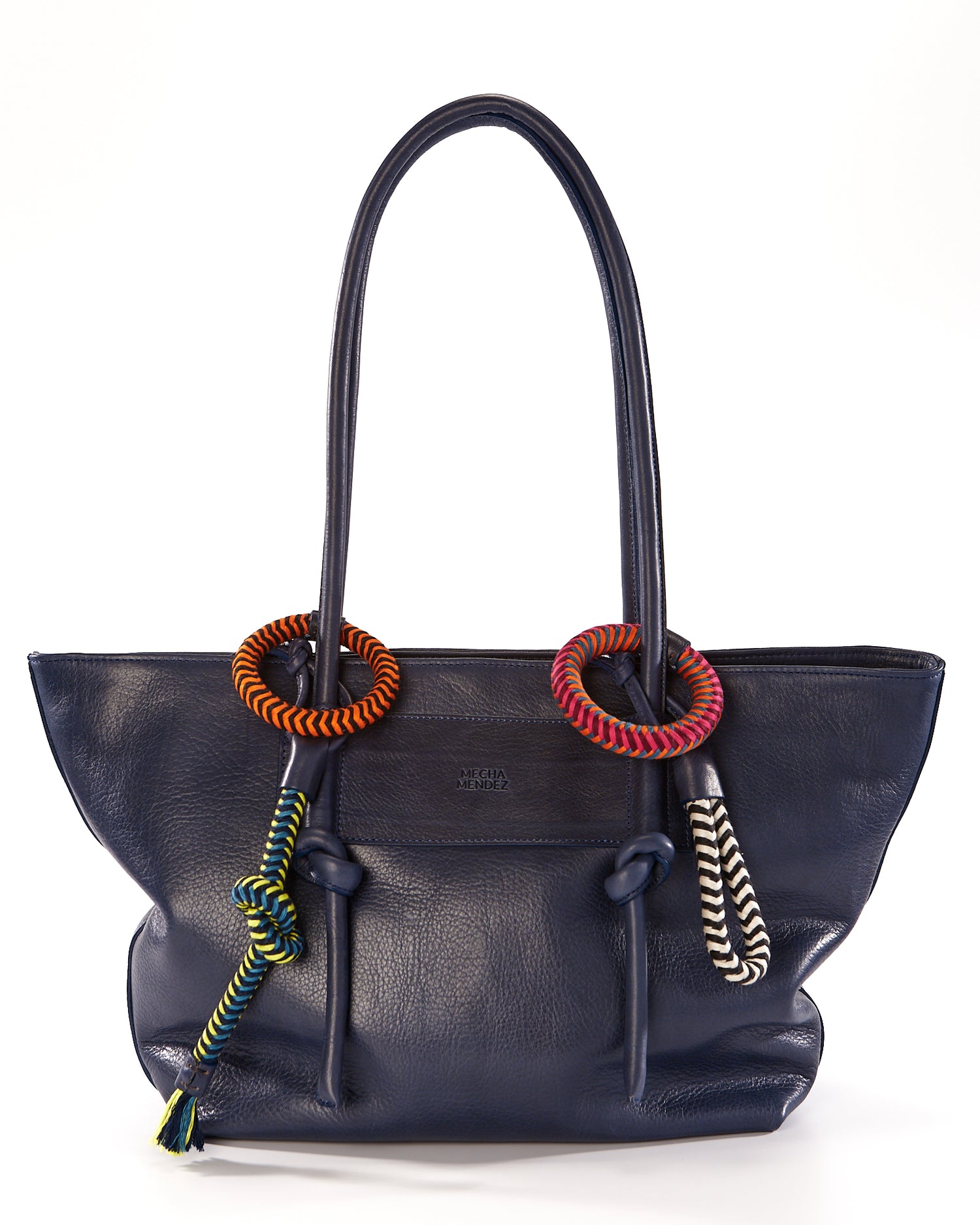 Basket Charms Leather Tote Bag - Blue