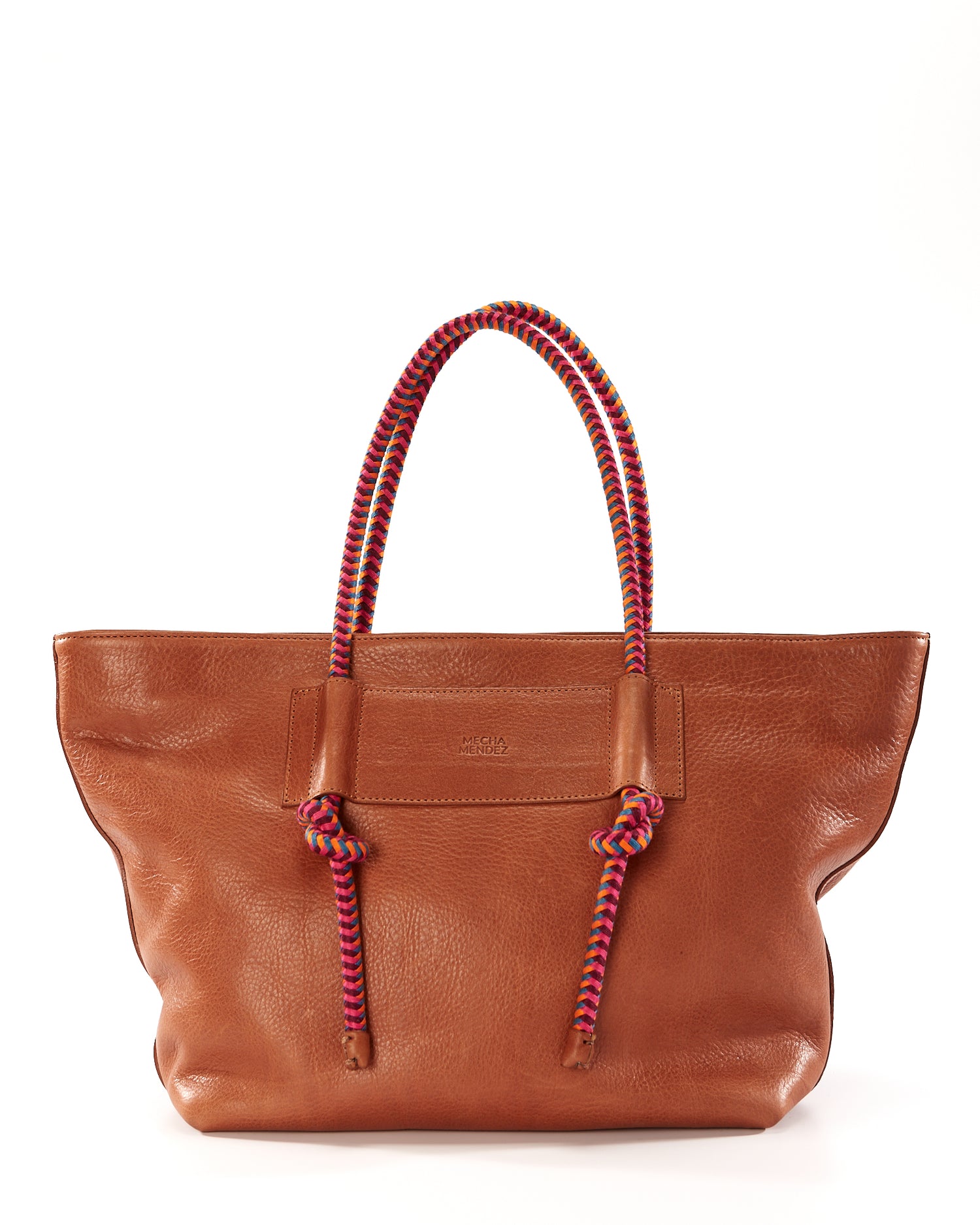 Basket Leather Tote Bag - Tan Hypnotic
