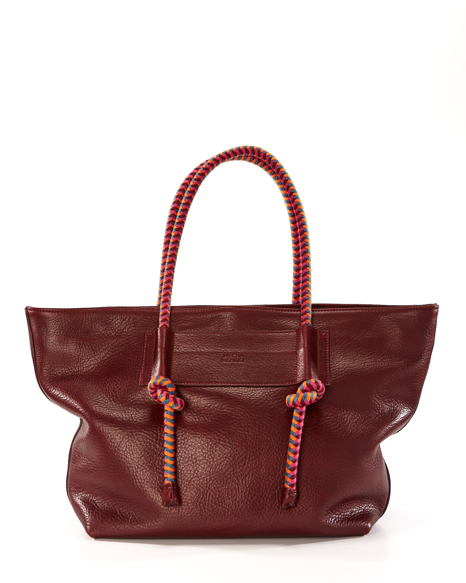 Basket Leather Tote Bag - Burgundy Hypnotic