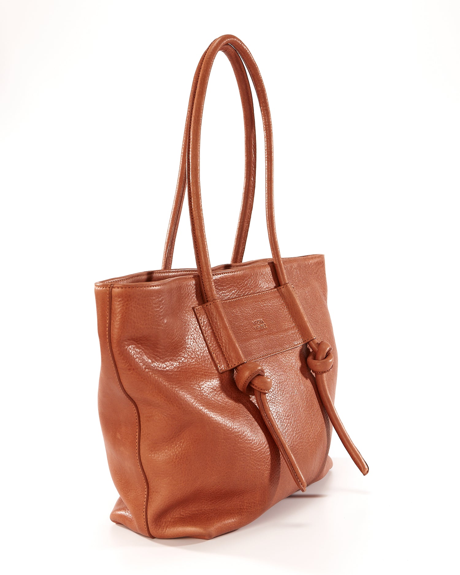 Basket Leather Tote Bag - Tan