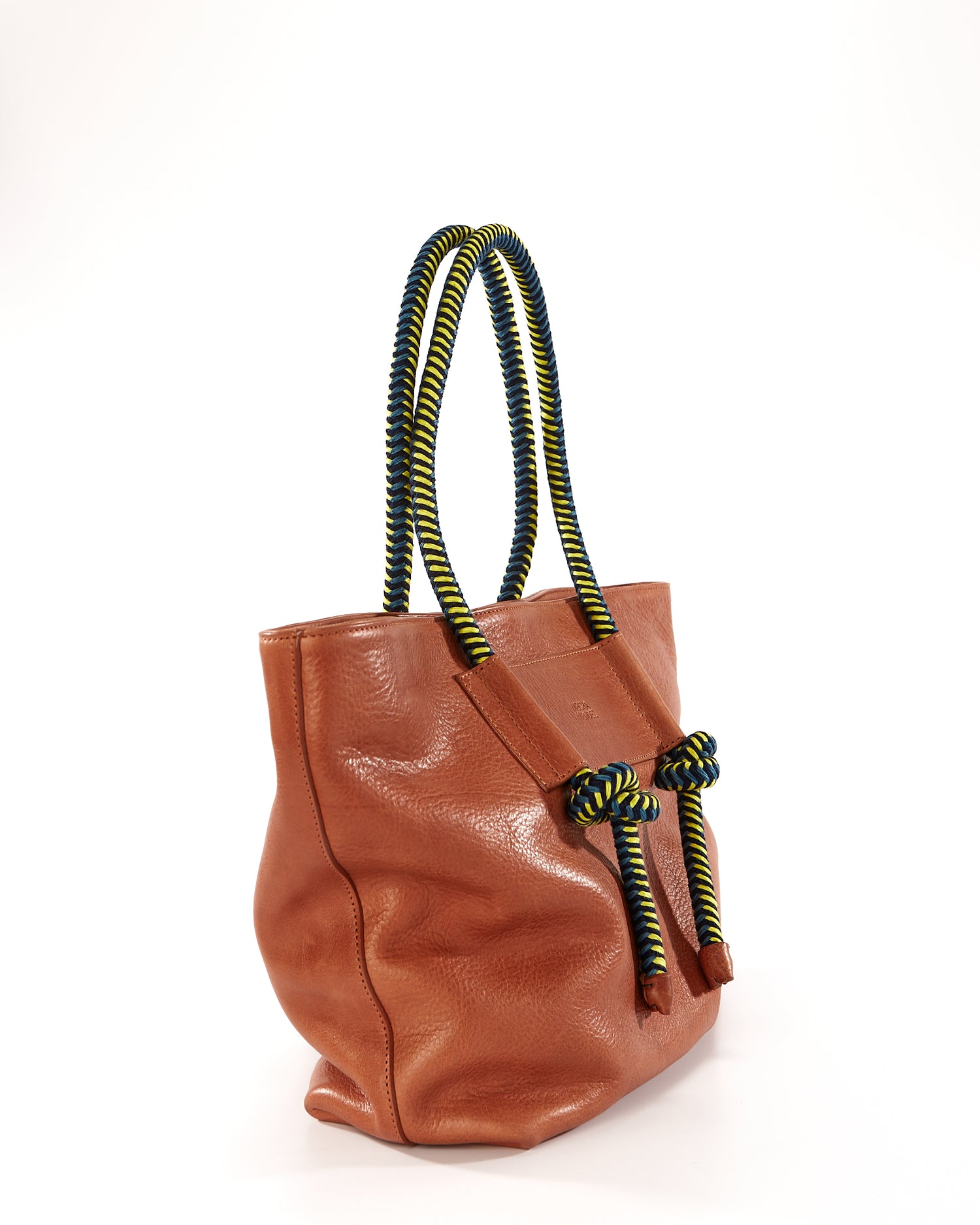 Basket Leather Tote Bag - Tan Pacifico