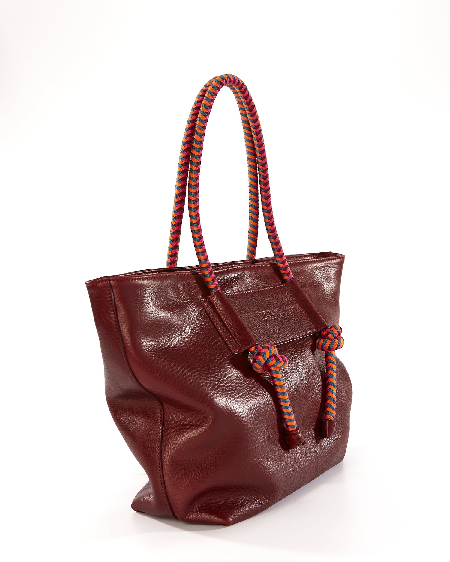 Basket Leather Tote Bag - Burgundy Hypnotic