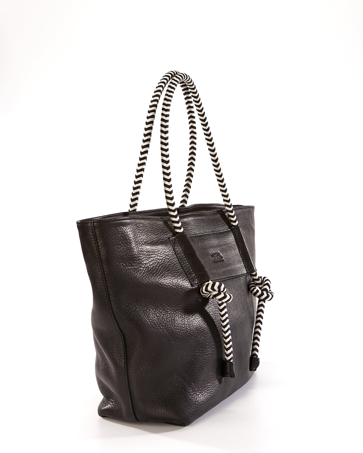 Basket Leather Tote Bag - Black Bataraza