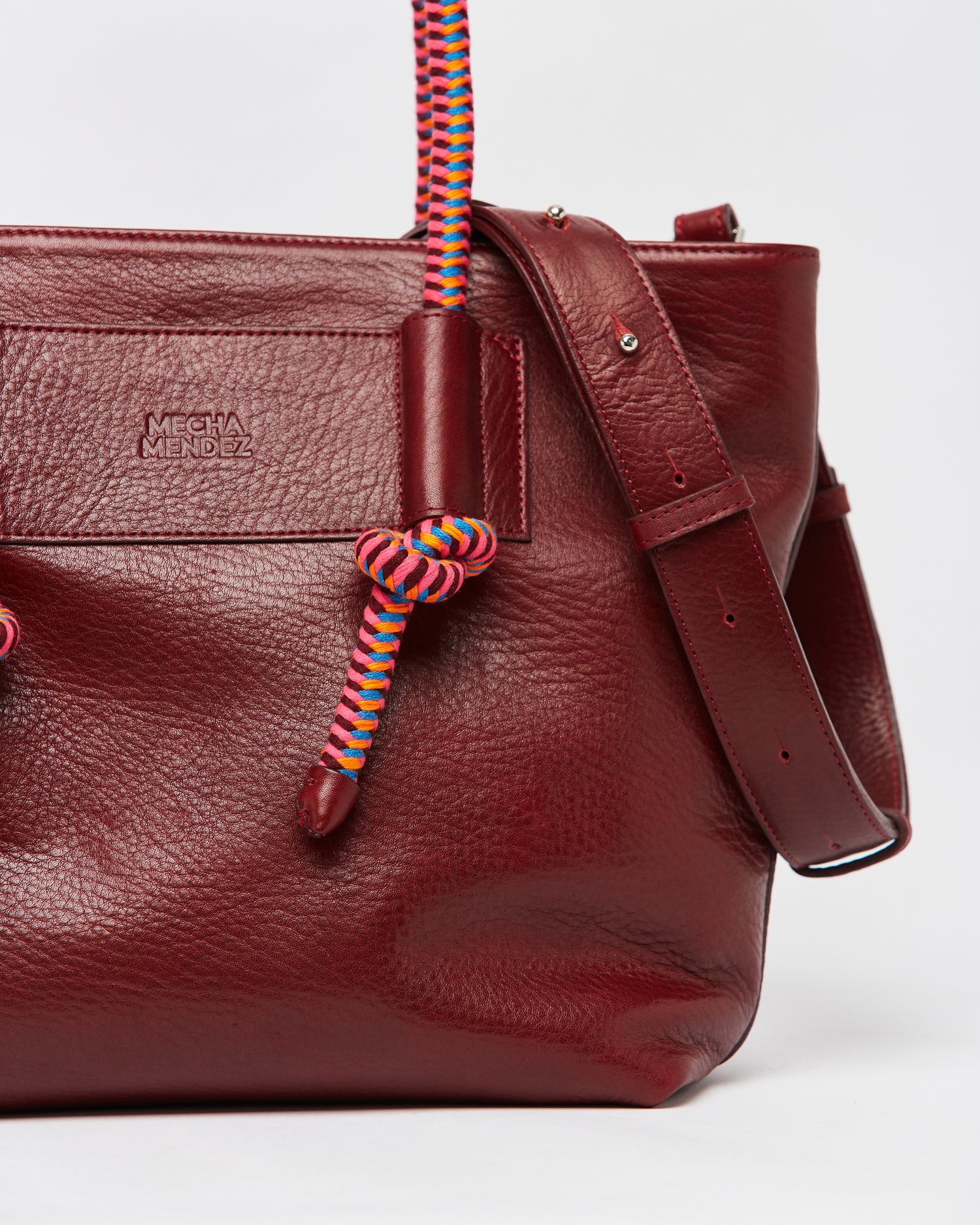 Mecha Leather Tote Bag - Burgundy Hypnotic