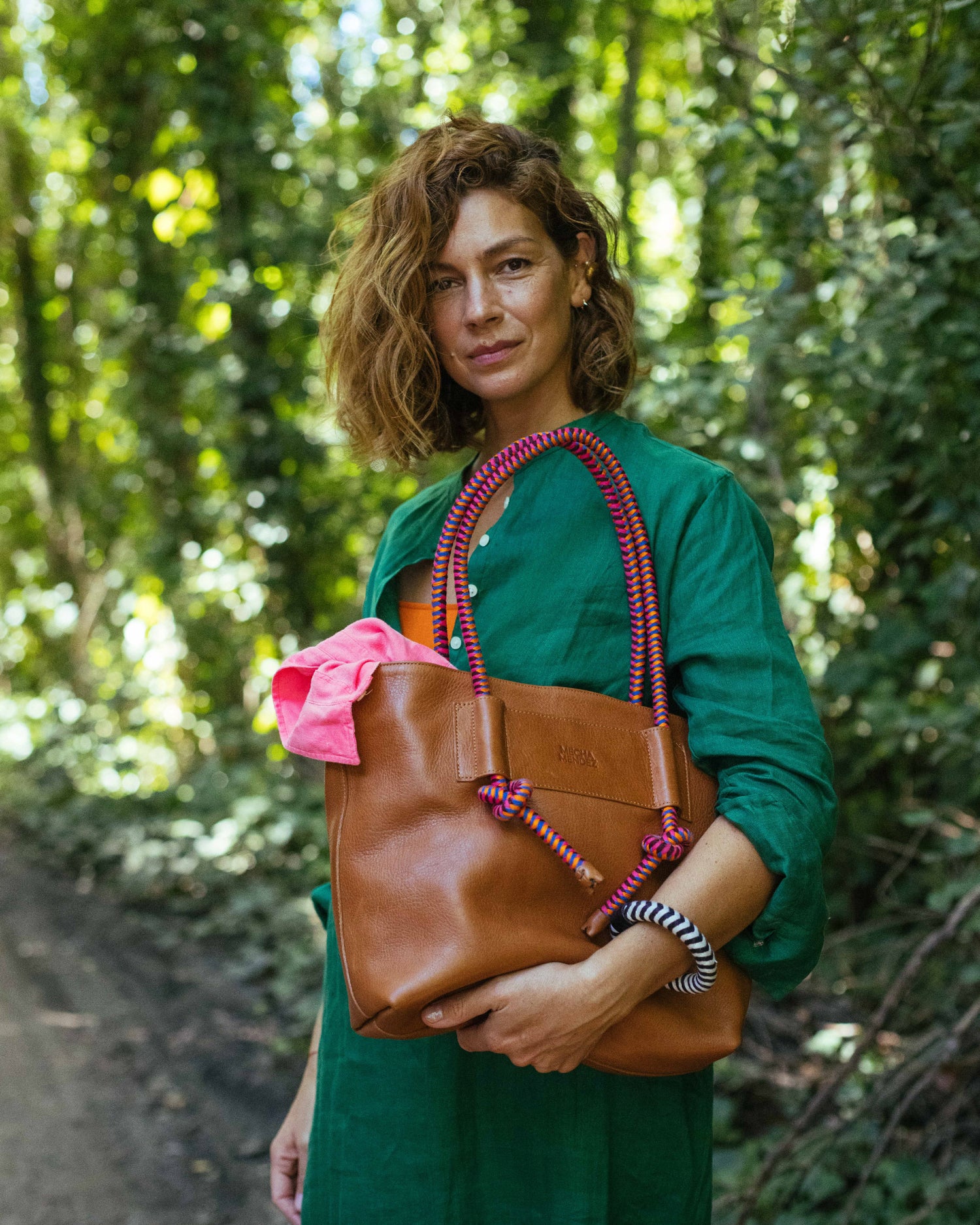 Mecha Leather Tote Bag - Tan Hypnotic