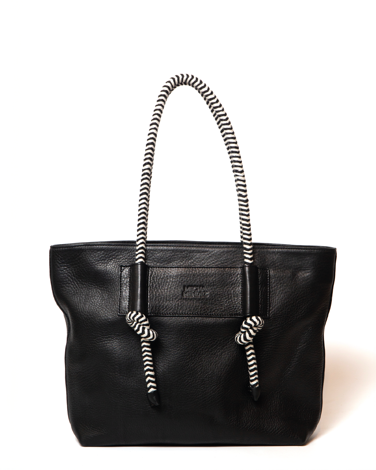 Mecha Leather Tote Bag - Black Bataraza