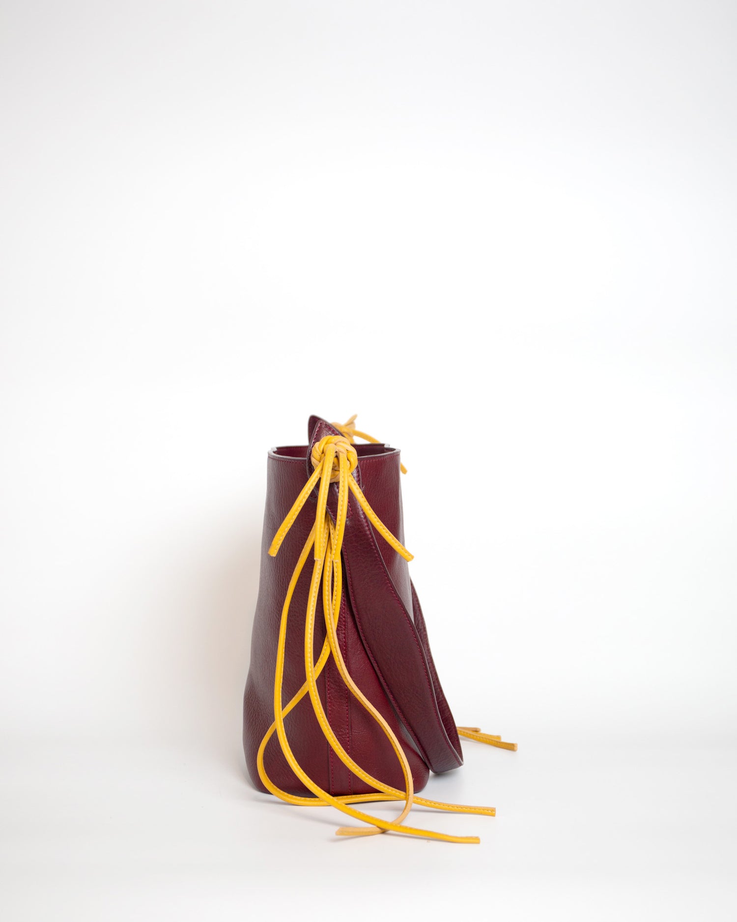 Yarara Leather Shoulder Bag - Burgundy & Yellow